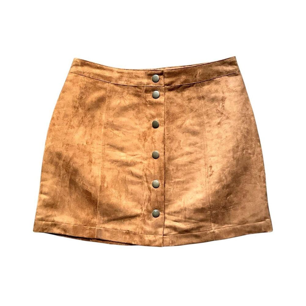 Old Navy Tan Brown Button-Up Mini Skirt: Y2K, Modern